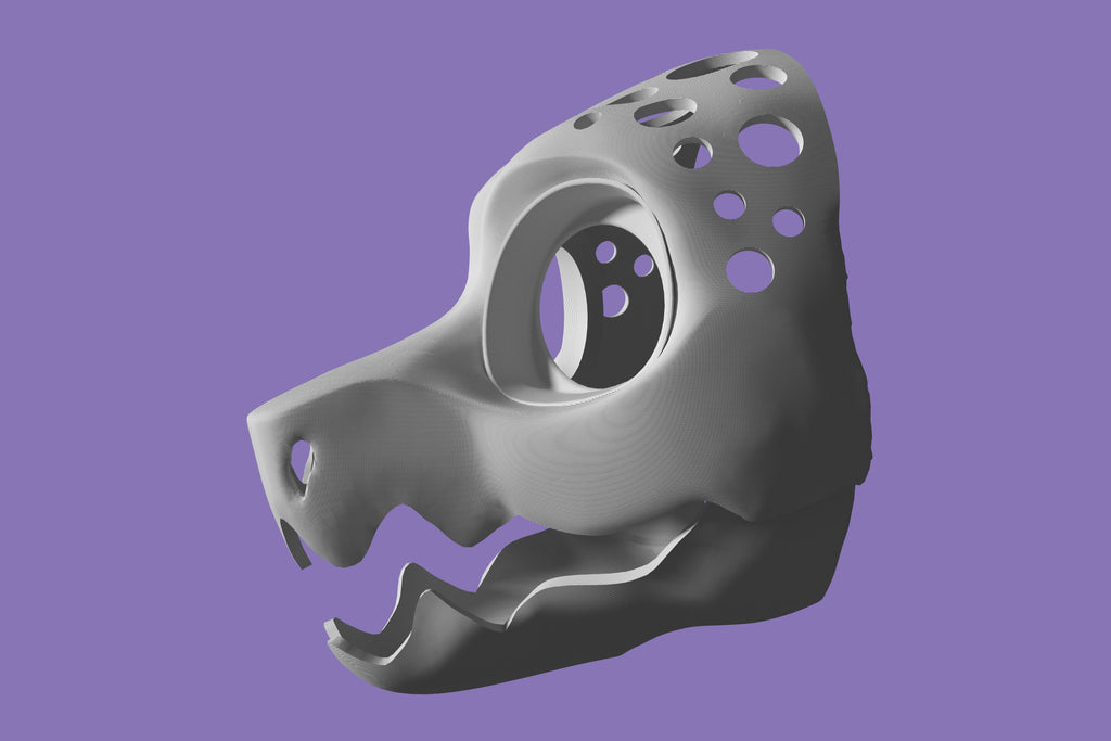 V2 Wickerbeast 3D Printed Fursuit Head Base with Articulating Jaw, Customizable Wicker Beast Costume for Furries