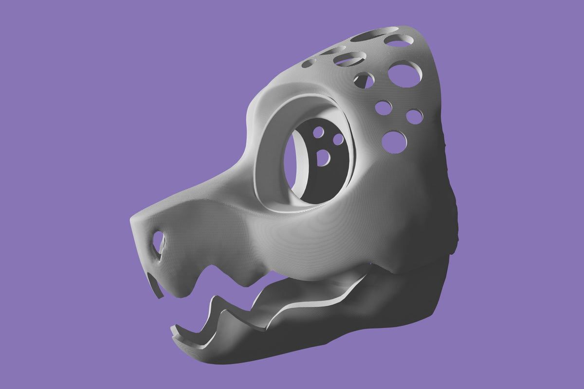 V2 Wickerbeast 3D Printed Fursuit Head Base with Articulating Jaw, Customizable Wicker Beast Costume for Furries