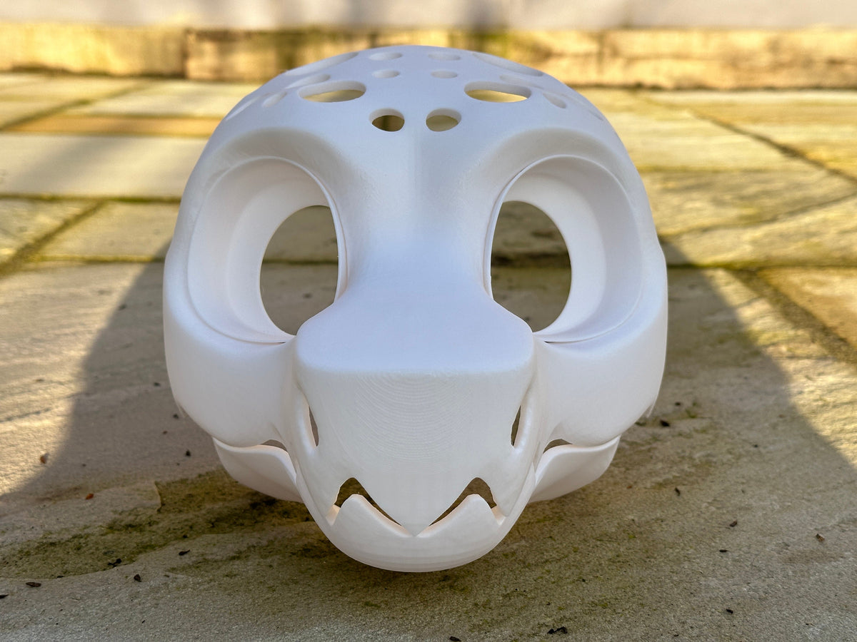 V2 Wickerbeast 3D Printed Fursuit Head Base with Articulating Jaw, Customizable Wicker Beast Costume for Furries