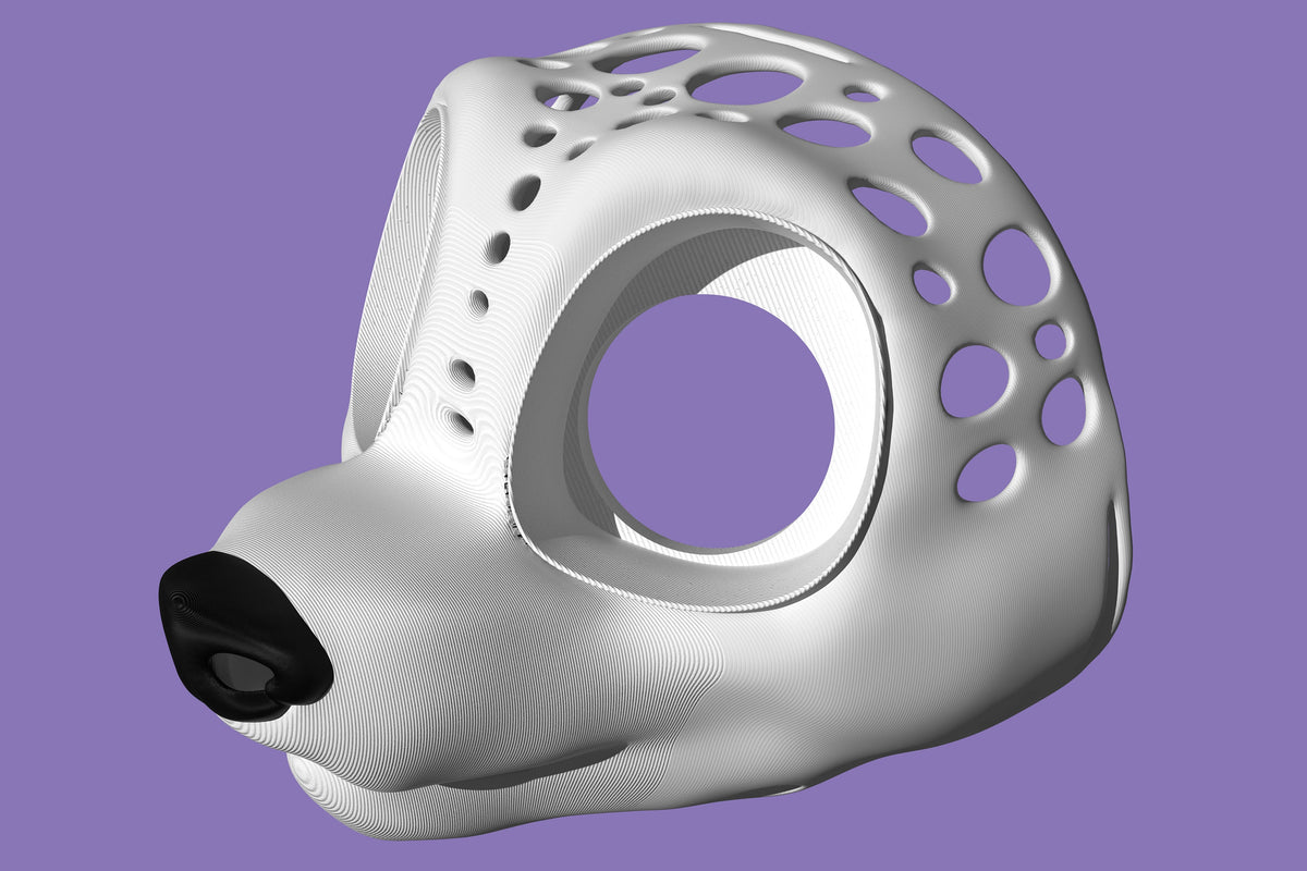 Toony Dog Canine 3D Printed Fursuit Head Base w/ Eye Blanks & Nose! - Costume Base for Furries