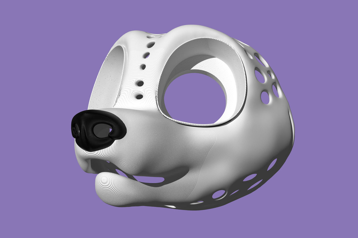 Toony Dog Canine 3D Printed Fursuit Head Base w/ Eye Blanks & Nose! - Costume Base for Furries