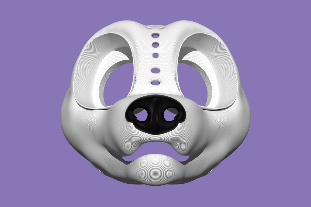 Toony Dog Canine 3D Printed Fursuit Head Base w/ Eye Blanks & Nose! - Costume Base for Furries