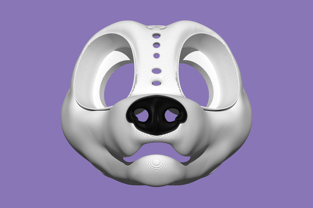 Toony Dog Canine 3D Printed Fursuit Head Base w/ Eye Blanks & Nose! - Costume Base for Furries