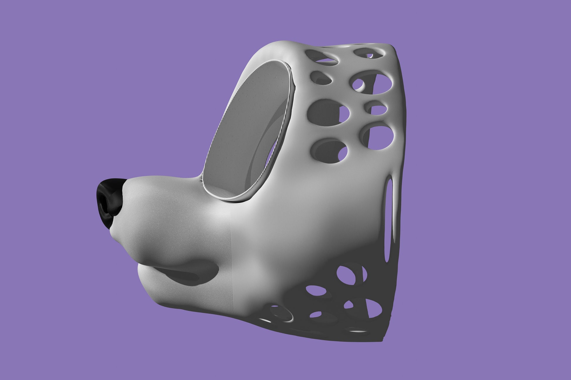 Toony Dog Canine 3D Printed Fursuit Head Base w/ eye blanks & nose! - Costume base for Furries