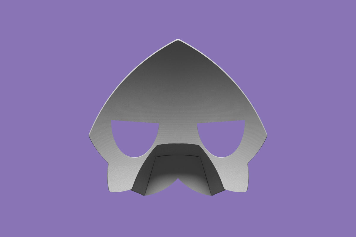 Rear view of angular puro fursuit mask