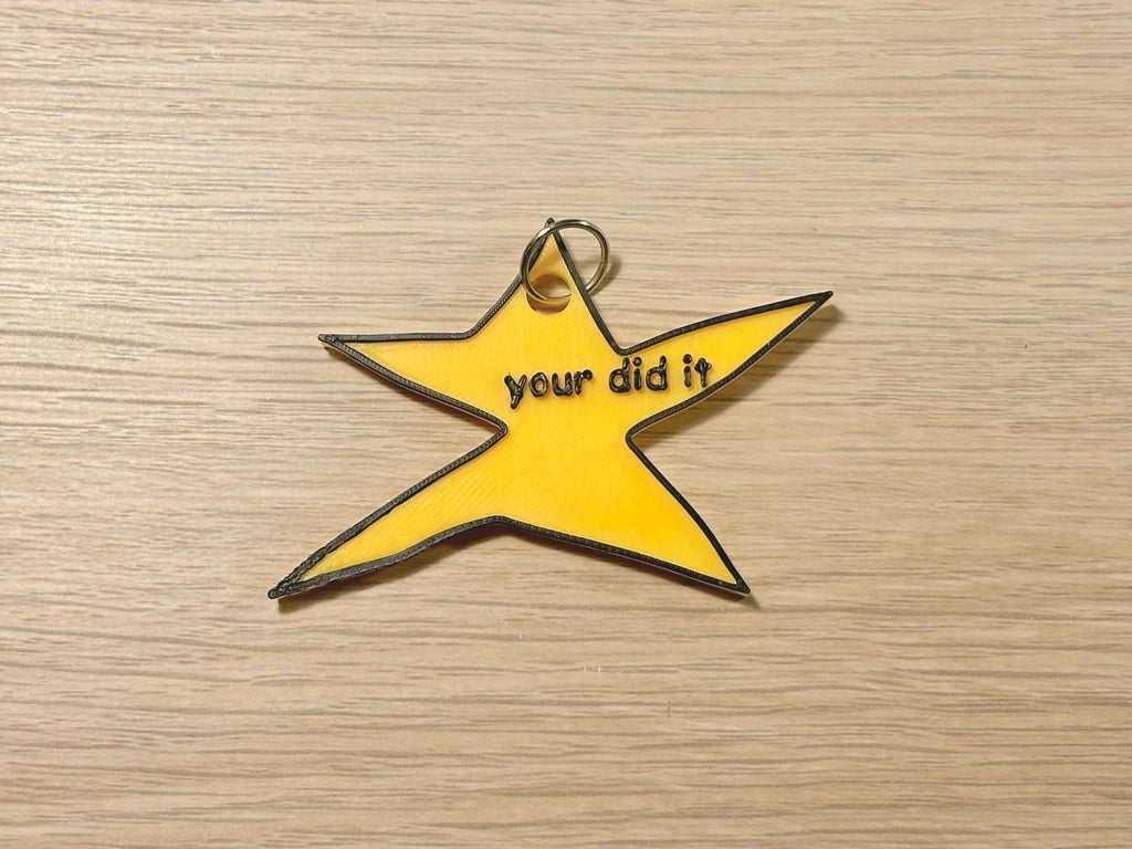 Your Did It - Keychain | Funny Motivational | Congrats Gift | Meme-Style Charm | Yellow Star Keychain