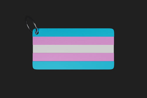 3D Printed Trans Flag Keychain – Transgender Pride Keyring in PLA+