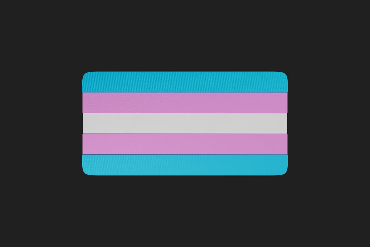 3D Printed Trans Flag Keychain – Transgender Pride Keyring in PLA+