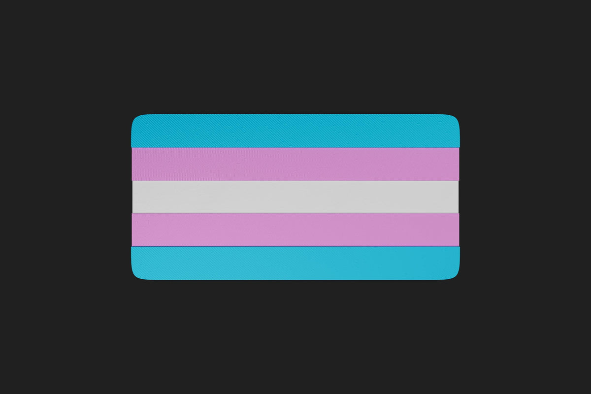 3D Printed Trans Flag Keychain – Transgender Pride Keyring in PLA+